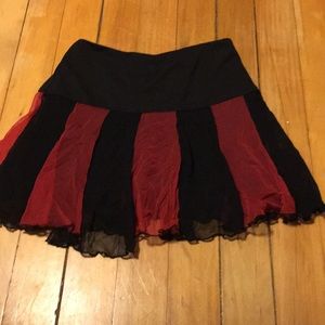 Heavy Red Mesh Panel Skirt